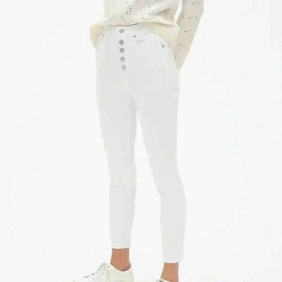 Banana Republic High Rise Skinny Jeans Premium Denim Button Fly White Size 26 - Picture 2 of 13